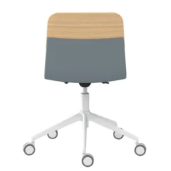 Chaise à roulettes Klik - assise polypropylène - dossier chêne - réglable en hauteur - piétement 5 branches