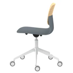 Chaise à roulettes Klik - assise polypropylène - dossier chêne - réglable en hauteur - piétement 5 branches