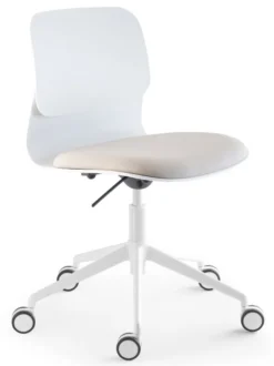 Chaise à roulettes Klik - assise tissu - dossier polypropylène - réglable en hauteur - piétement 5 branches
