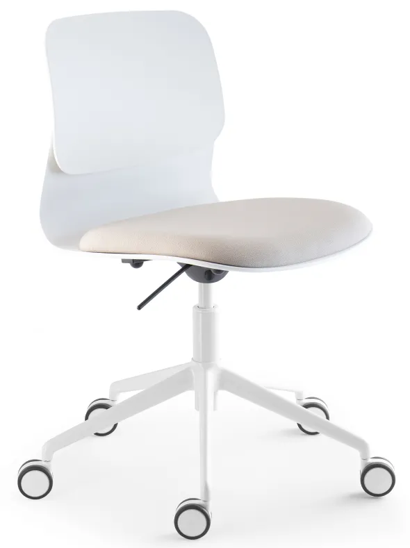 Chaise à roulettes Klik - assise tissu - dossier polypropylène - réglable en hauteur - piétement 5 branches