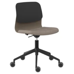 Chaise à roulettes Klik - assise textile enduit - dossier polypropylène - réglable en hauteur - piétement 5 branches