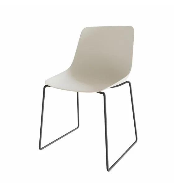 Chaise traineau Epure Cafet - coque plastique - piétement métallique