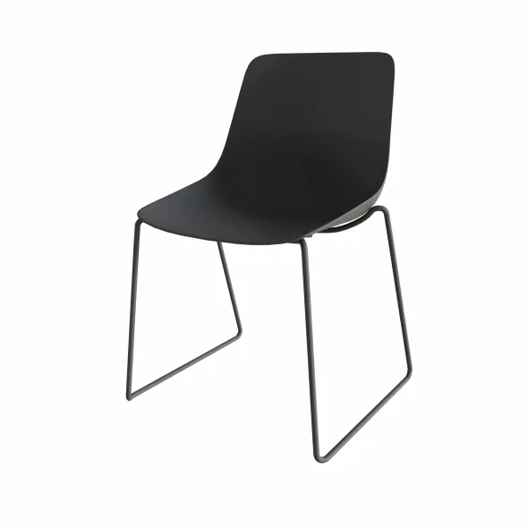 Chaise traineau Epure Cafet - coque plastique - piétement métallique