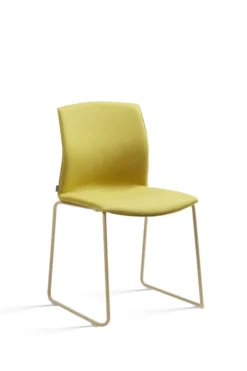 Chaise traineau Kabi - coque revêtue textile enduit - piétement époxy