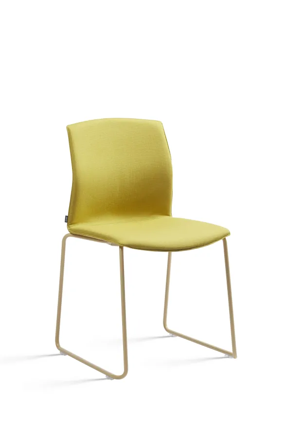 Chaise traineau Kabi - coque revêtue textile enduit - piétement époxy