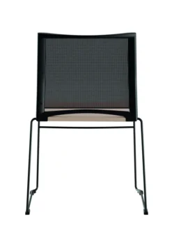 Chaise traineau Slim - assise polypropylène - dossier résille noir - piétement noir - empilable
