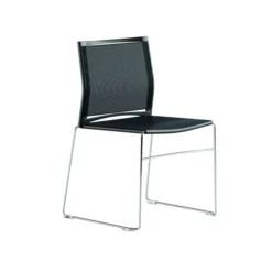Chaise traineau Slim - assise polypropylène - dossier résille noir - piétement chrome - empilable
