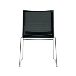 Chaise traineau Slim - assise polypropylène - dossier résille noir - piétement chrome - empilable