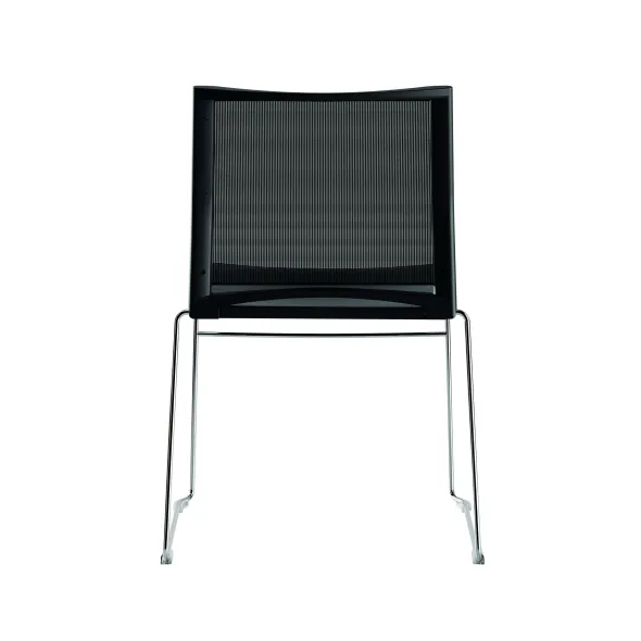 Chaise traineau Slim - assise polypropylène - dossier résille noir - piétement chrome - empilable