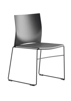 Chaise traineau Slim - assise textile enduit - dossier polypropylène - piétement noir - empilable