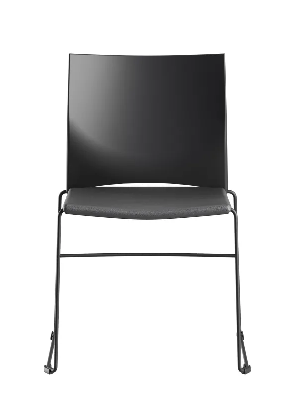 Chaise traineau Slim - assise textile enduit - dossier polypropylène - piétement noir - empilable