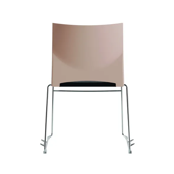 Chaise traineau Slim - assise tissu noir - dossier polypropylène - piétement chrome - accrochable/empilable