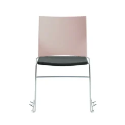 Chaise traineau Slim - assise tissu noir - dossier polypropylène - piétement chrome - accrochable/empilable