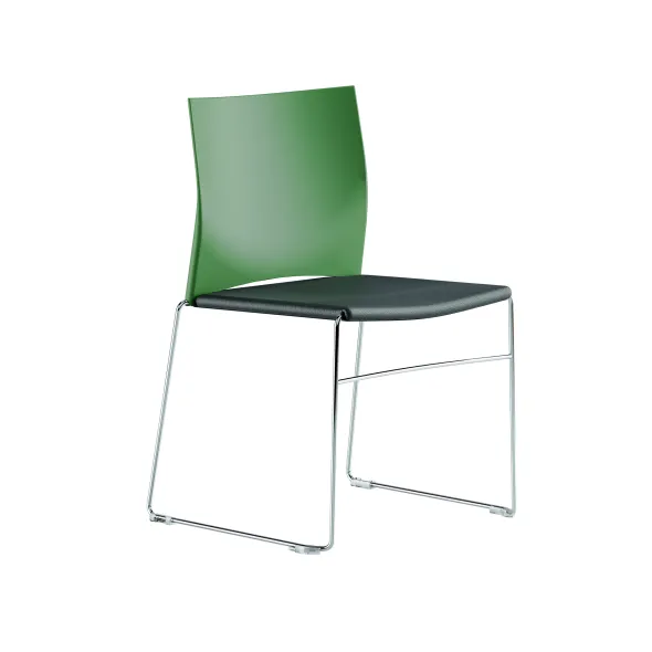 Chaise traineau Slim - assise textile enduit - dossier polypropylène - piétement chrome - empilable