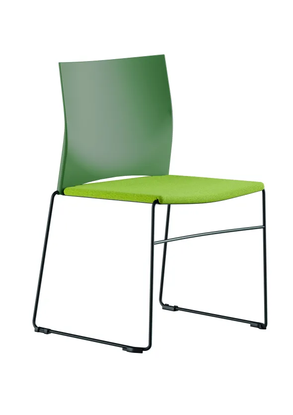 Chaise traineau Slim - assise tissu - dossier polypropylène - piétement noir - empilable