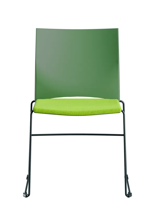 Chaise traineau Slim - assise tissu - dossier polypropylène - piétement noir - empilable