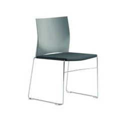 Chaise traineau Slim - assise tissu - dossier polypropylène - piétement chrome - empilable