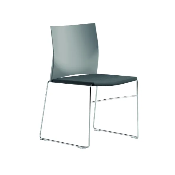 Chaise traineau Slim - assise tissu - dossier polypropylène - piétement chrome - empilable