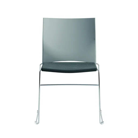 Chaise traineau Slim - assise tissu - dossier polypropylène - piétement chrome - empilable
