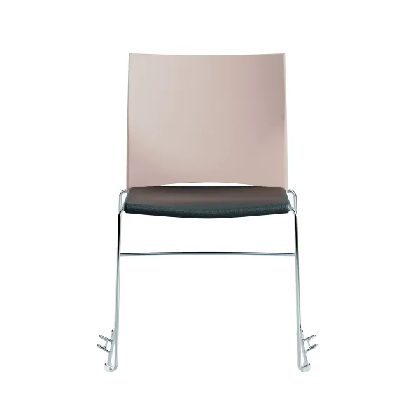 Chaise traineau Slim - assise textile enduit noir - dossier polypropylène - piét. chrome - accrochable/empilable