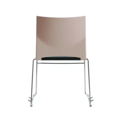 Chaise traineau Slim - assise textile enduit noir - dossier polypropylène - piét. chrome - accrochable/empilable