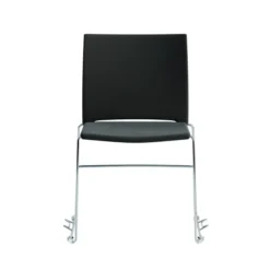 Chaise traineau Slim - tissu noir - piétement chrome - accrochable/empilable