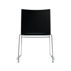 Chaise traineau Slim - tissu noir - piétement chrome - accrochable/empilable