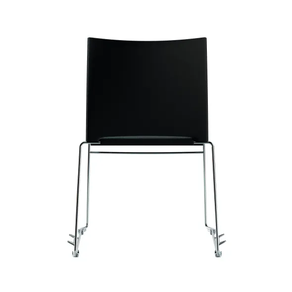 Chaise traineau Slim - tissu noir - piétement chrome - accrochable/empilable