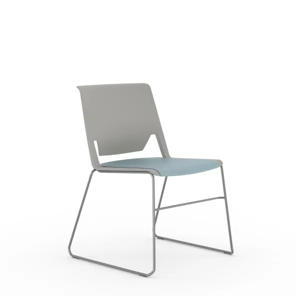 Chaise traineau Véry - assise textile enduit - dossier polypropylène - piétement époxy