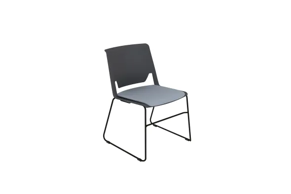 Chaise traineau Véry - assise tissu - dossier polypropylène - piétement époxy