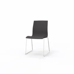Chaise traîneau Trio Evolution - coque multipli hêtre - piétement chrome - empilable
