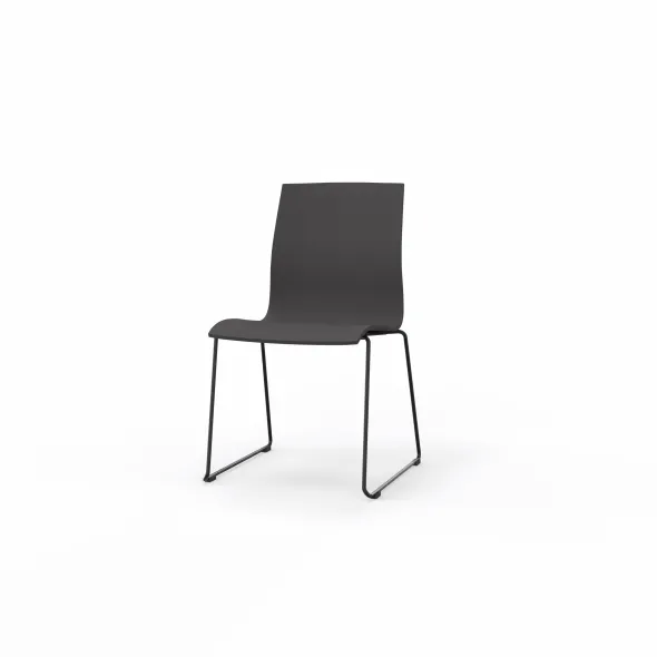 Chaise traîneau Trio Evolution - coque mulipli hêtre - piétement époxy - empilable