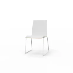 Chaise traîneau Trio Evolution - coque stratifié blanc - piétement chrome - empilable
