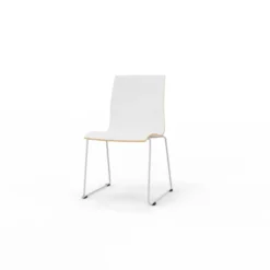 Chaise traîneau Trio Evolution - coque stratifié blanc - piétement époxy - empilable