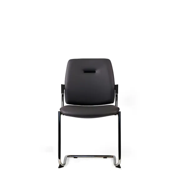 Chaise visiteur luge Artech - cuir - piétement chrome
