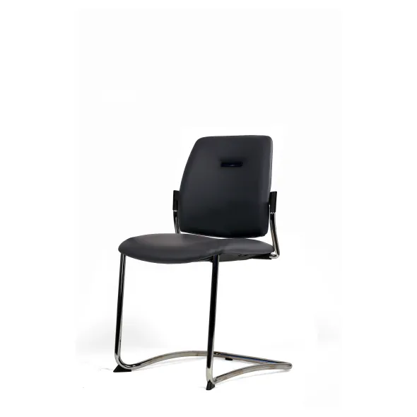Chaise visiteur luge Artech - cuir - piétement chrome
