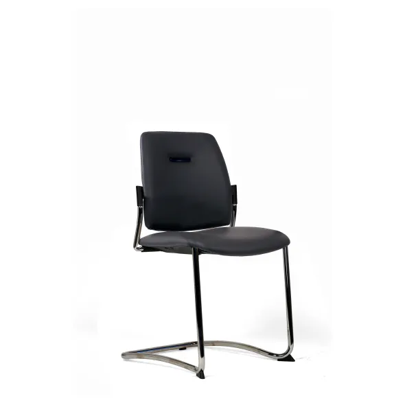 Chaise visiteur luge Artech - cuir - piétement chrome