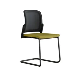 Chaise visiteur luge F8 - assise tissu et dossier résille résille Rythm - piétement époxy