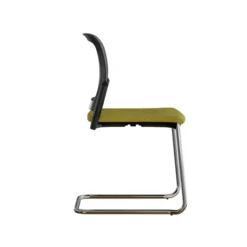 Chaise visiteur luge F8 - assise tissu et dossier résille Rythm - piétement chrome