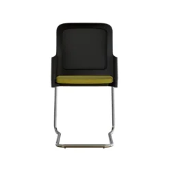 Chaise visiteur luge F8 - assise tissu et dossier résille Rythm - piétement chrome