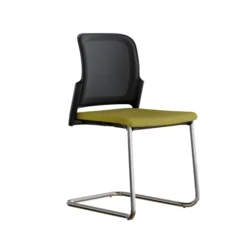 Chaise visiteur luge F8 - assise tissu et dossier résille Rythm - piétement chrome