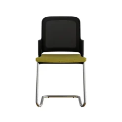 Chaise visiteur luge F8 - assise tissu et dossier résille Rythm - piétement chrome