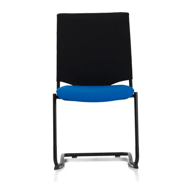 Chaise visiteur luge Keno H - assise tissu - dossier résille - piétement noir