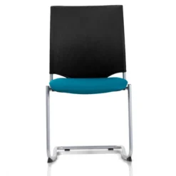 Chaise visiteur luge Keno H - assise tissu - dossier résille - piétement gris aluminium