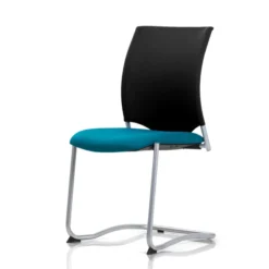 Chaise visiteur luge Keno H - assise tissu - dossier résille - piétement gris aluminium