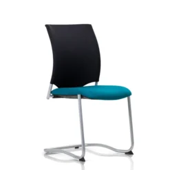 Chaise visiteur luge Keno H - assise tissu - dossier résille - piétement gris aluminium