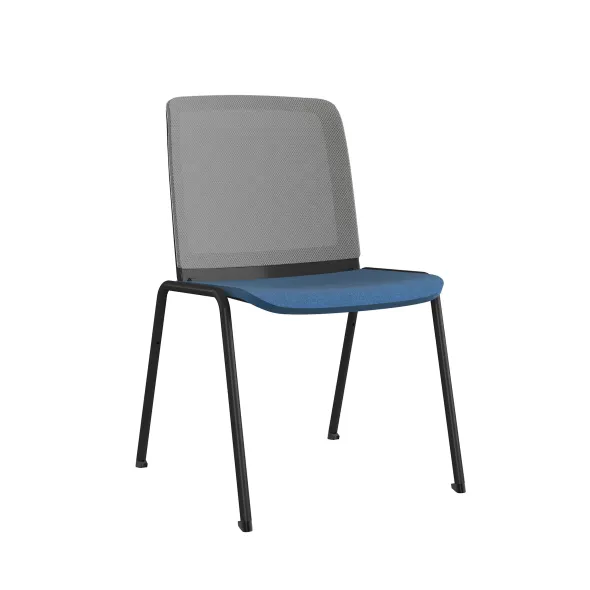 Chaise visiteur 4 pieds Comforto 29 - assise tissu - dossier résille