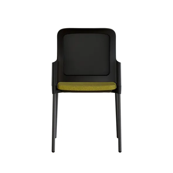Chaise visiteur 4 pieds F8 - assise tissu et dossier résille Rythm - piétement époxy