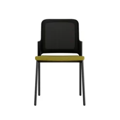 Chaise visiteur 4 pieds F8 - assise tissu et dossier résille Rythm - piétement époxy