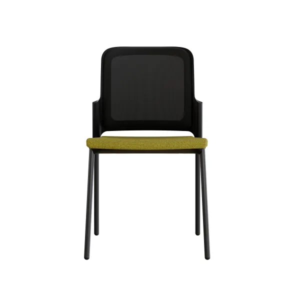 Chaise visiteur 4 pieds F8 - assise tissu et dossier résille Rythm - piétement époxy